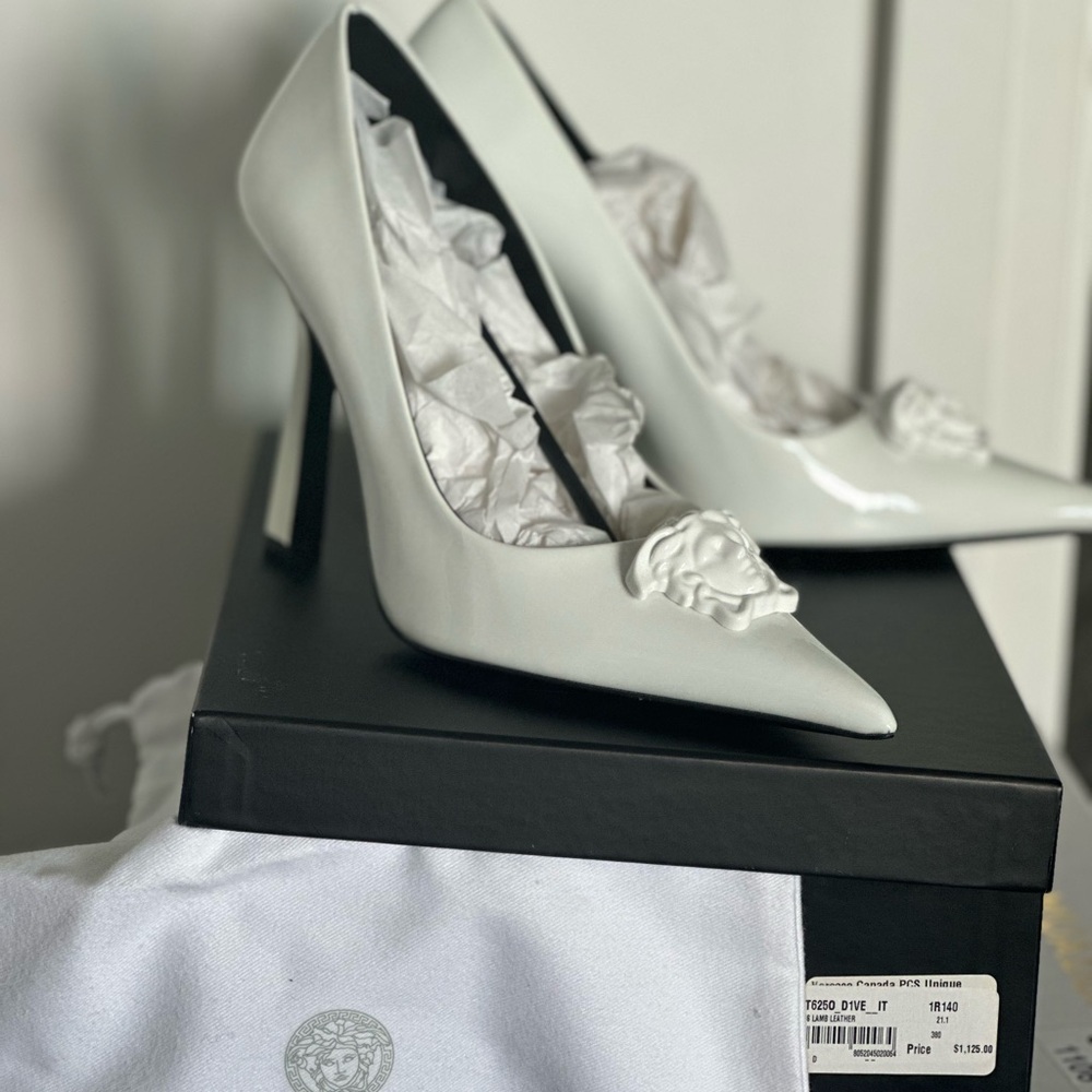 Versace White Stiletto Heels